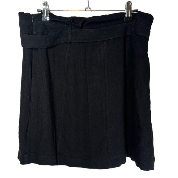 NWT Umgee Black‎ Belted Mini Skirt Medium Linen Cotton - Picture 4 of 8